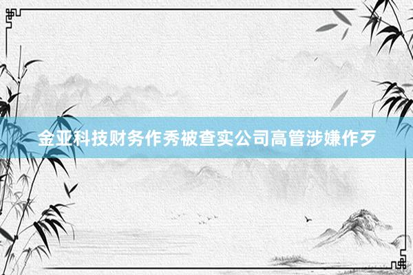 金亚科技财务作秀被查实公司高管涉嫌作歹